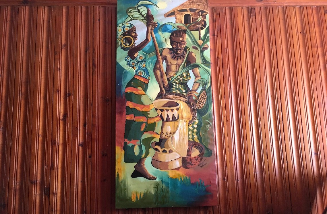 Drummer mural in the restaurant